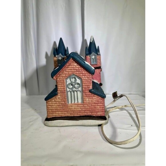 Vintage Christmas Village Lighted Double Spire Porcelain Church Removable Co - Picture 8 of 8